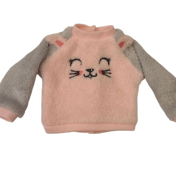 18" Doll Jammies‎ Fleece Kitty Face Pink Gray - Picture 3 of 6